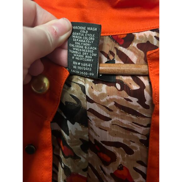 Lane Bryant Jacket Women's Plus Orange Open Front Animal Print Lining Stretch 16 - Picture 5 of 8